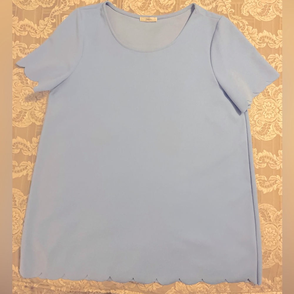 JODIFL Light Blue Scalloped Short Sleeve T-Shirt